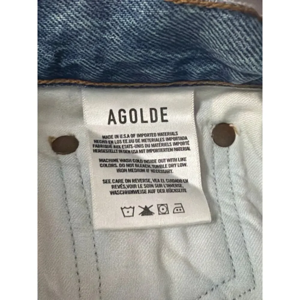 AGOLDE High Rise Straight Leg Ankle Jeans Size 25 Light Wash Button Fly Cropped